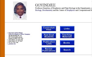 Design for the Govindjee Web, circa 2000. Click to see a full size image.