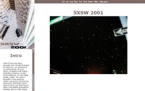 Current design for SXSW 2001. Click to see a full size image.